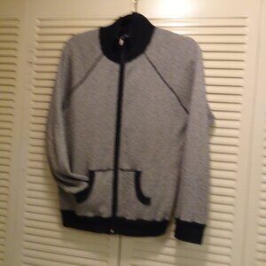 Gap stretch Black White mock collar Kangaroo Pockets Full zipper top XL